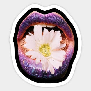 Collage Flower Lips, Retro Surrealism Sticker